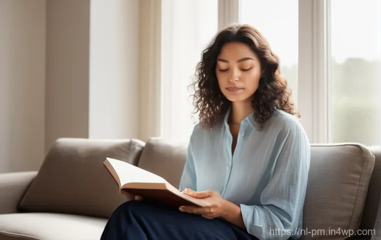 진정성을 탐구하는 워크숍 참가하기 - **Inner Journey of Self-Discovery:** A woman in her late 20s or early 30s is seated peacefully in a ...