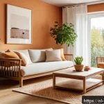 진정성 찾기 위해 나만의 공간 디자인하기 - A cozy and inviting Dutch living room bathed in soft natural daylight streaming through large window...