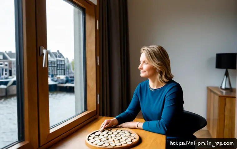 Home 17 진정성을 위한 나의 가치 정의하기 - Photorealistic Dutch professional in their early 40s seated at a tidy oak desk beside a large window...